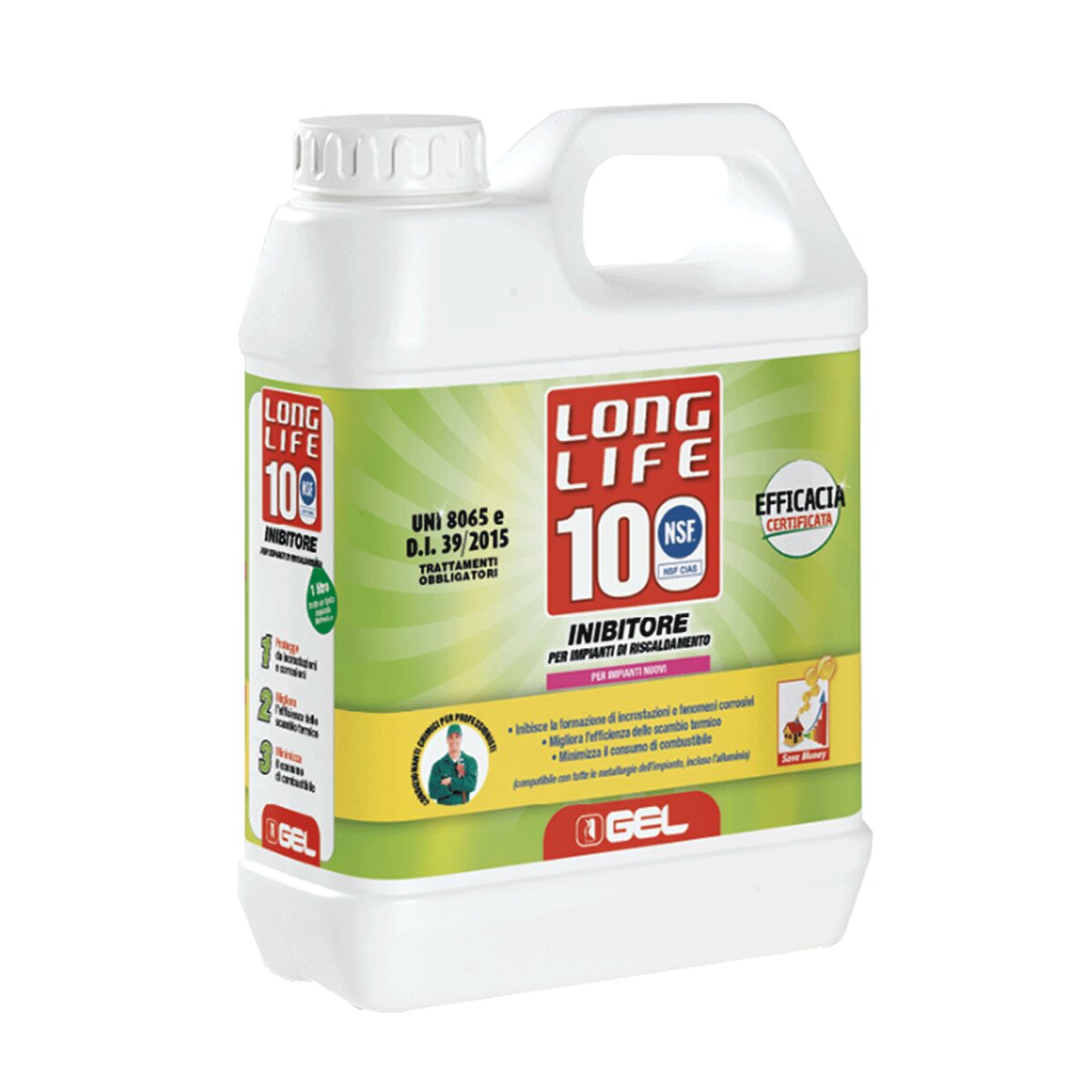 Protecteur anticorrosion GEL Long Life 100 pour installations de chauffage neuves ou rénovées 1 litre