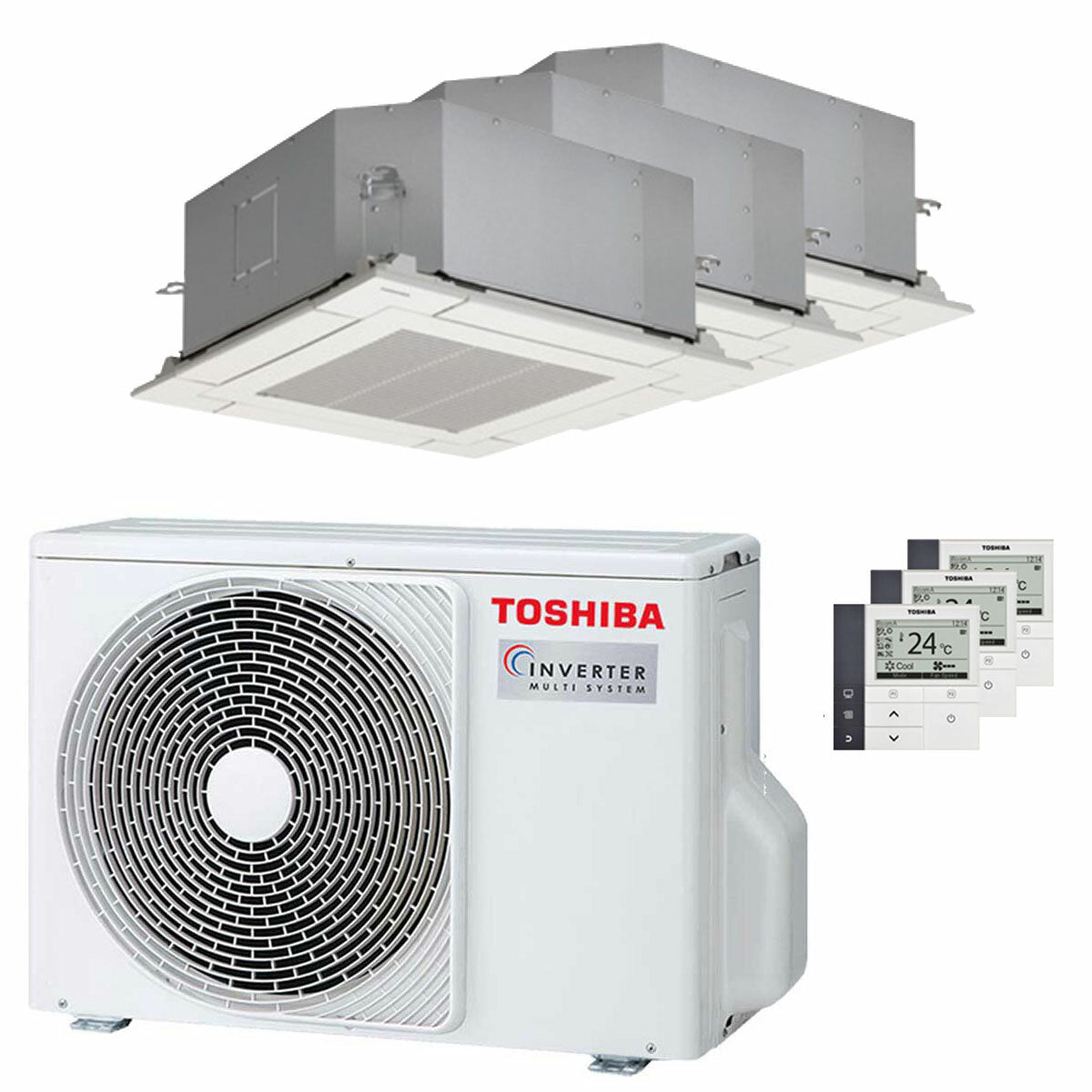 Toshiba Compact cassette U2 4-way trial split air conditioner 9000+9000+12000 BTU inverter A+++ external unit 5.2 kW