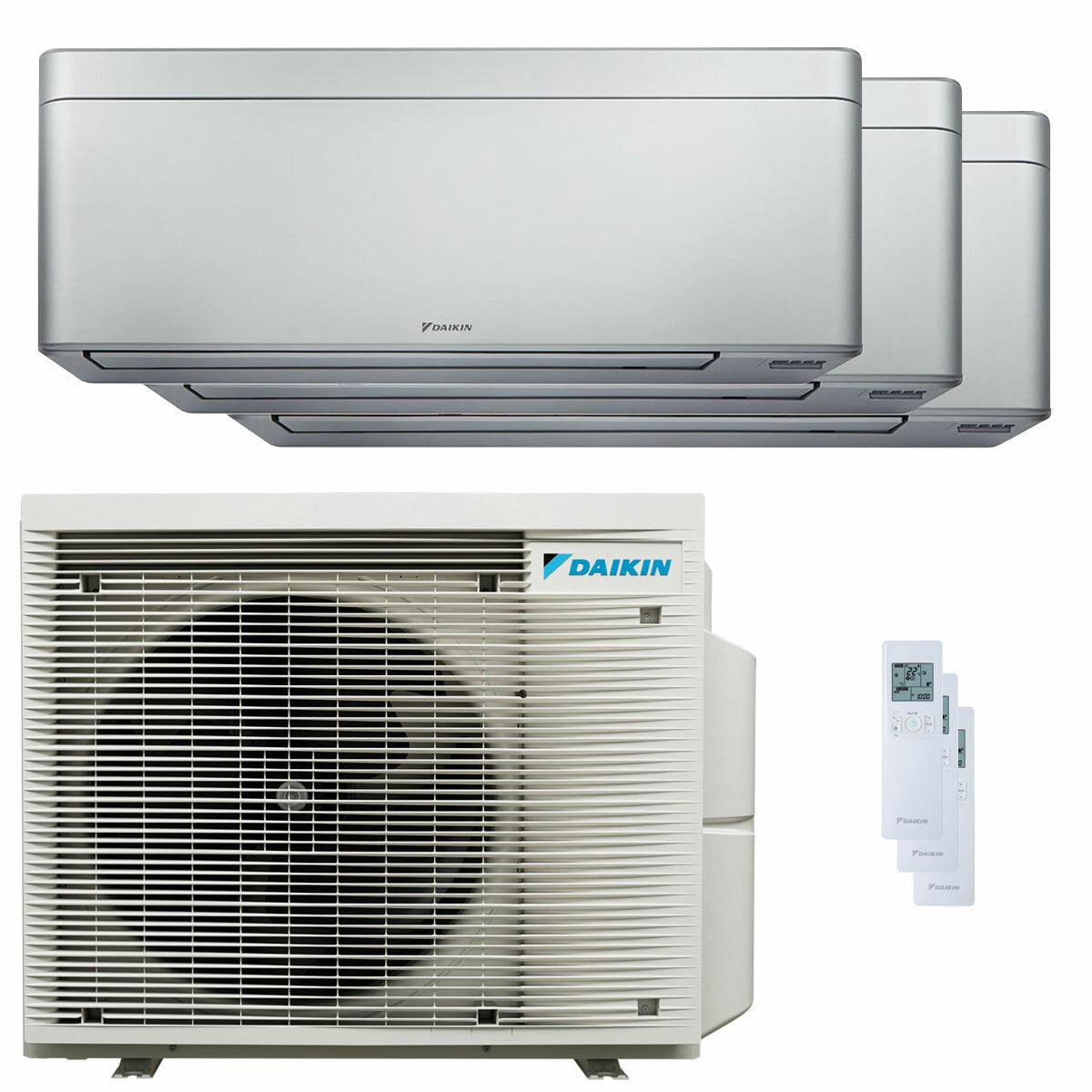Climatiseur trial split Daikin Stylish Silver 9000+12000+18000 BTU inverseur A++ unité extérieure wifi 7,8 kW