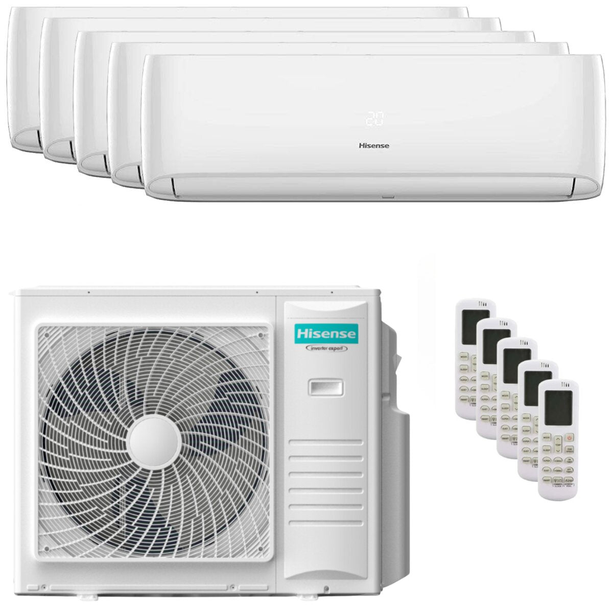 Hisense Hi-Comfort 2025 Penta Split Klimaanlage 7000+7000+7000+9000+9000 BTU Inverter A++ WLAN Außeneinheit 10 kW