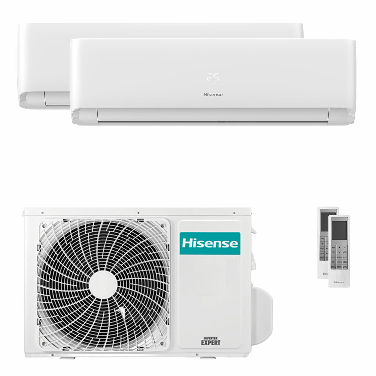Hisense EcoSense Dual-Split-Klimaanlage 7000+7000 BTU Inverter A++ WLAN-Außeneinheit 3,5 kW