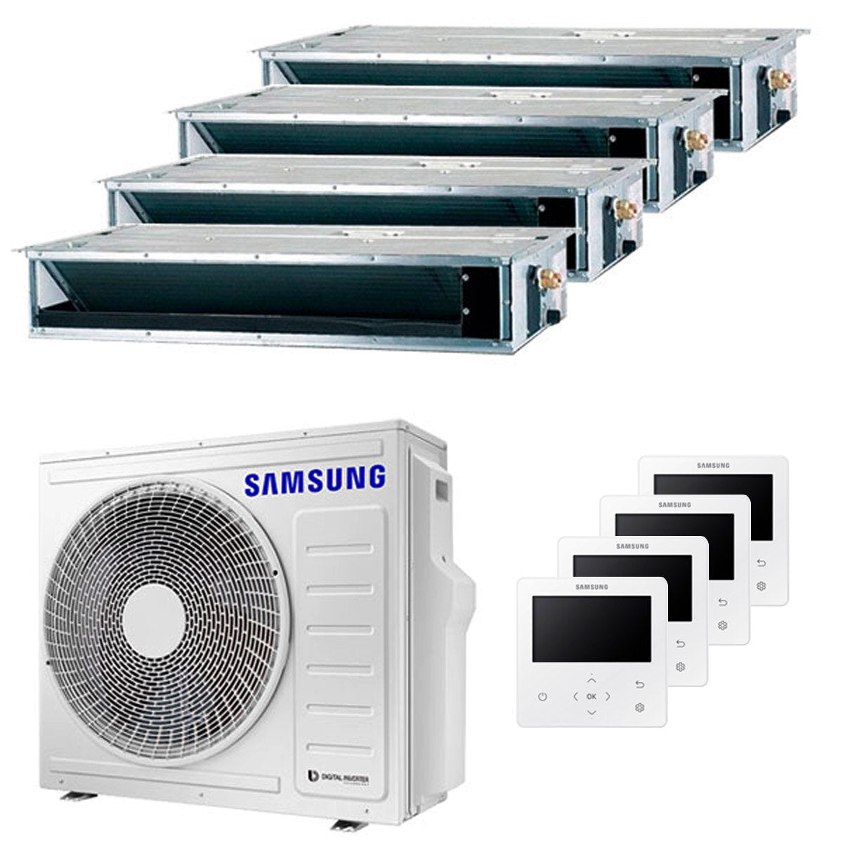 Climatiseur Samsung gainable quad split 9000 + 9000 + 9000 + 9000 BTU inverter A++ unité extérieure 8,0 kW
