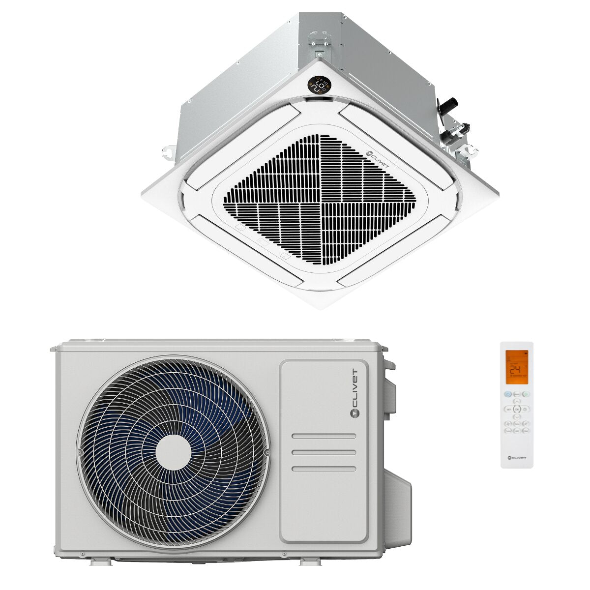Clivet Kompakt-Kassetten-Klimaanlage 4-Wege 12000 BTU Leichte Gewerbenutzung R32 Inverter A++/A+