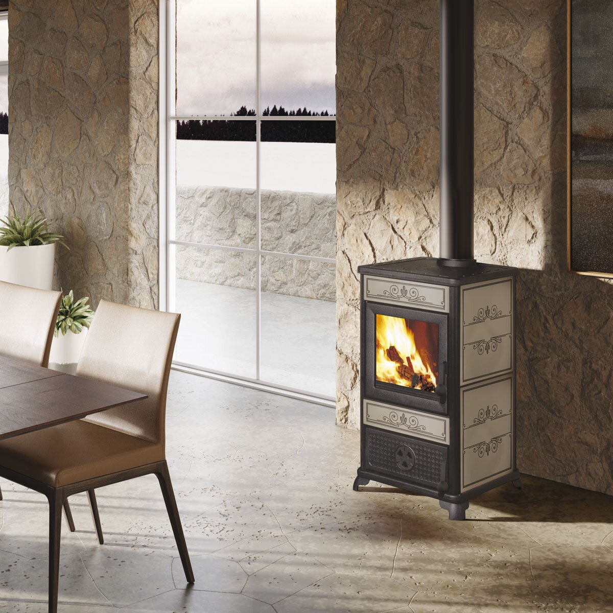 FANCY EVO EK63 wood-burning stove - Edilkamin Group 11 kW air-fired Tortora