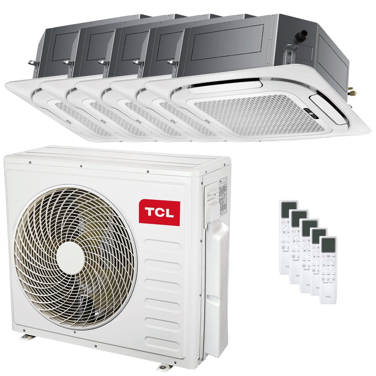 TCL Cassette 4-way air conditioner S Series penta split 9000+12000+12000+12000+18000 BTU inverter A++ wifi external unit 12.2 kW