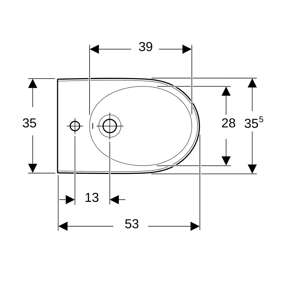 Geberit Selnova Premium Floor-mounted Bidet - Back to Wall White