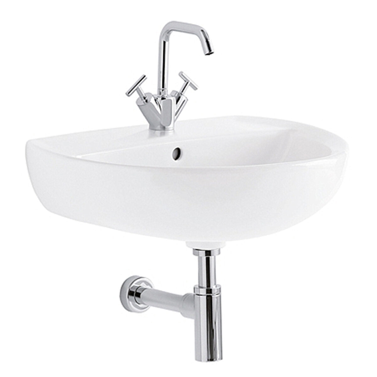 Lavabo mural monotrou Geberit Colibrì 65 cm en blanc brillant