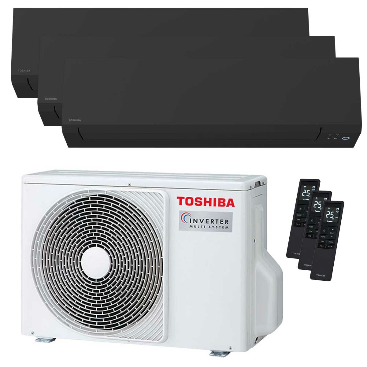 Climatiseur trial split Toshiba SHORAI Edge Black 7000+7000+16000 BTU inverseur A+++ unité extérieure wifi 5,2 kW