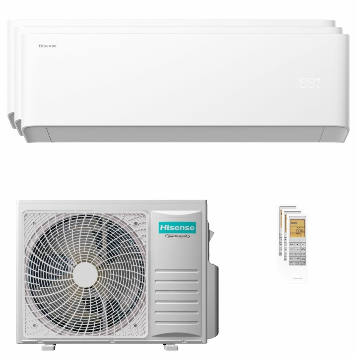 Climatiseur split Hisense Uni HB (unité extérieure) 7000+9000+9000 BTU Inverter A++ Wi-Fi, 6,3 kW (essai)