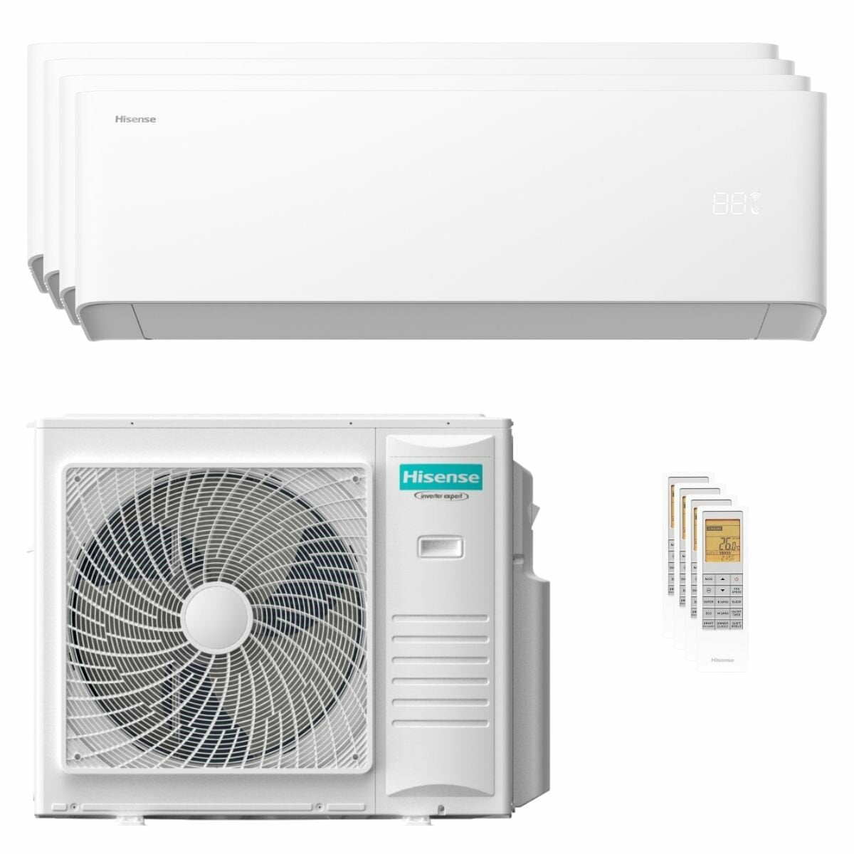 Climatiseur Hisense Uni HB Quad Split 7000+9000+9000+24000 BTU Inverter A++ Wi-Fi Unité extérieure 10 kW
