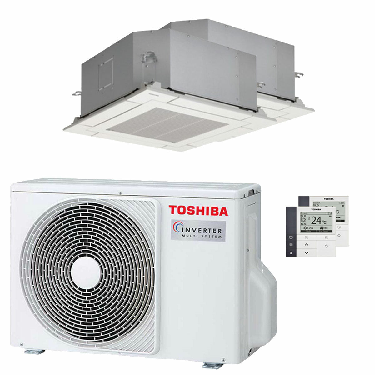 Toshiba U2 compact cassette 4-way dual split air conditioner 9000+9000 BTU inverter A++ external unit 5.2 kW