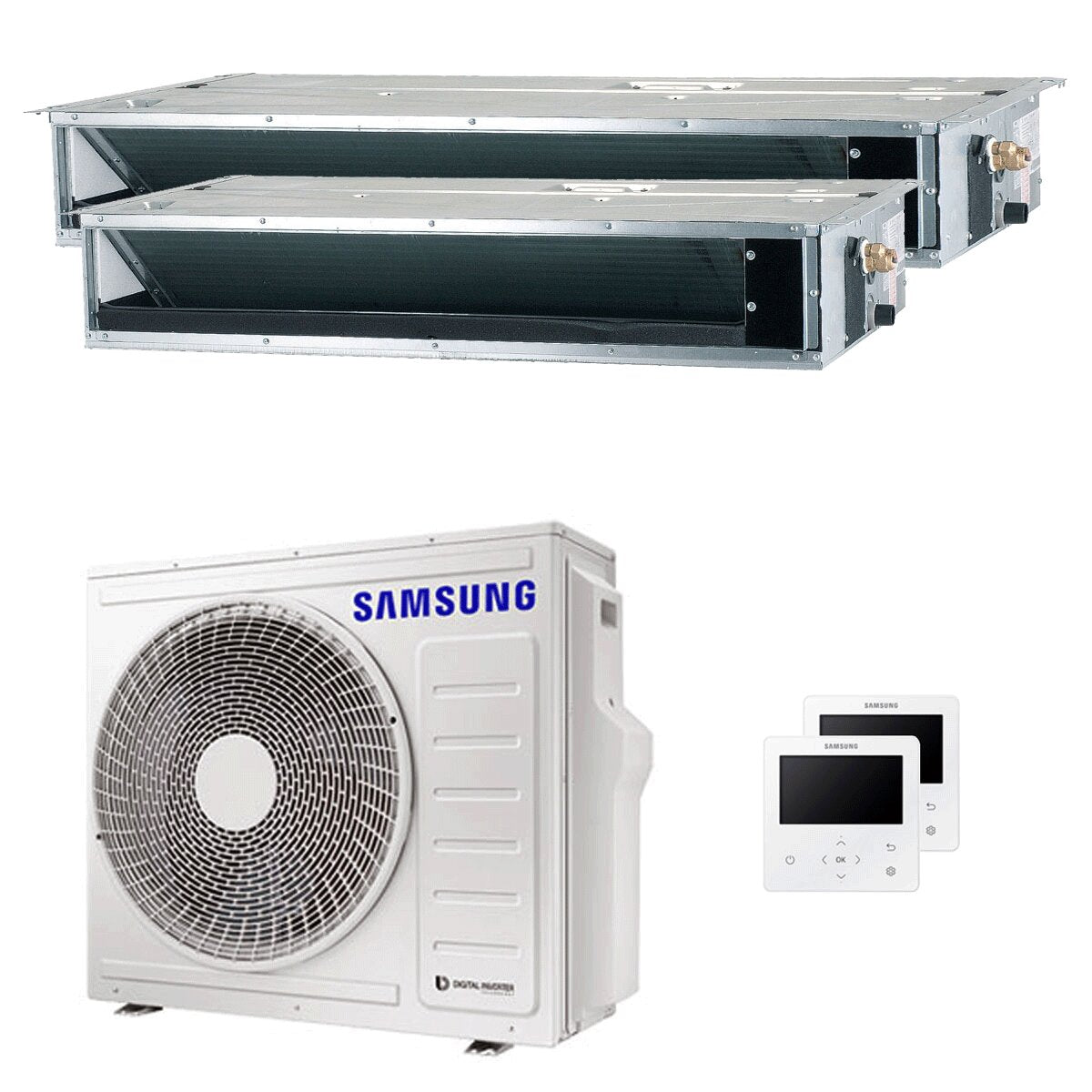 Climatiseur double split gainable Samsung 12000 + 18000 BTU inverter A++ unité extérieure 8 kW