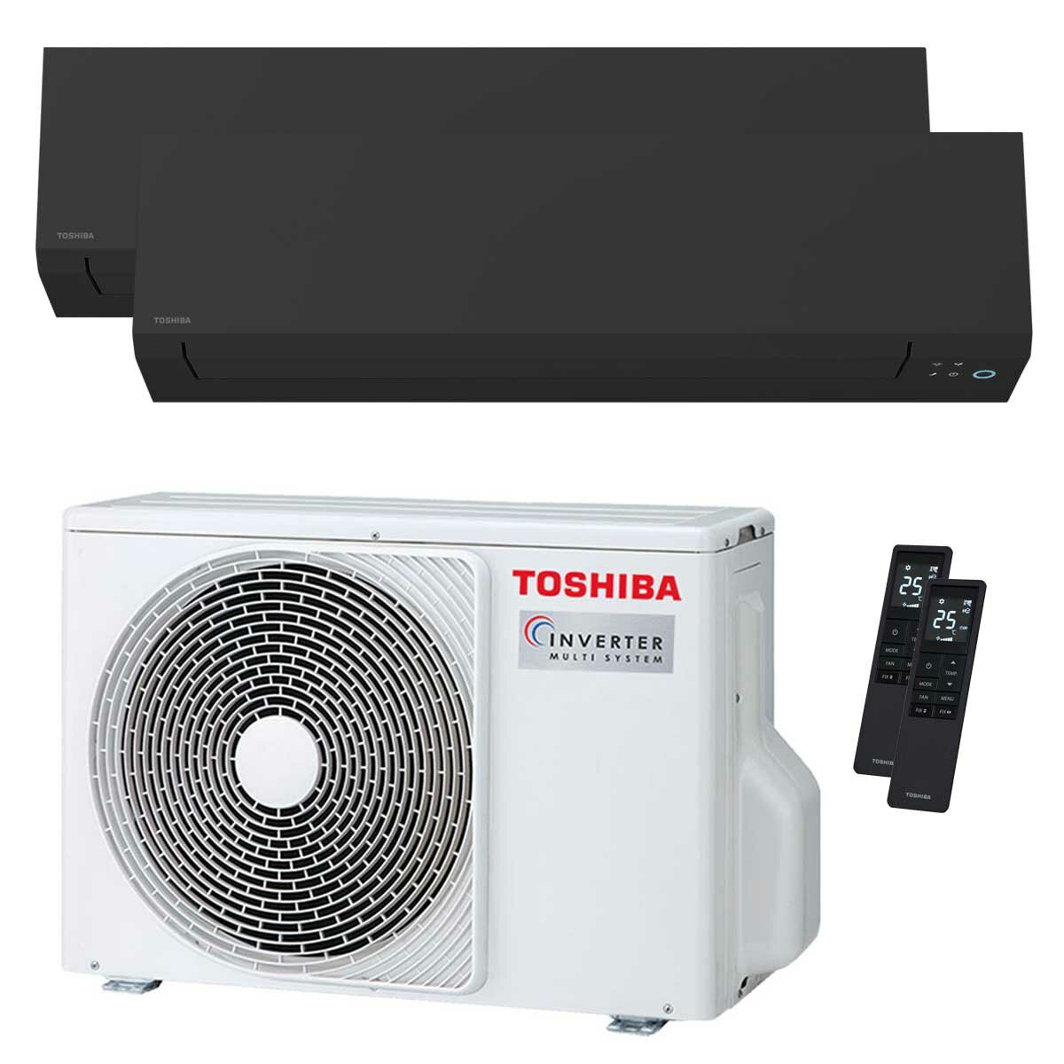 Toshiba SHORAI Edge Black Dual-Split-Klimaanlage 12000+12000 BTU Inverter A++ WLAN-Außeneinheit 5,2 kW