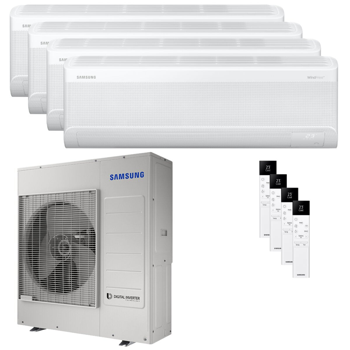 Climatiseur quadri split Samsung Windfree Elite S2 9000+12000+12000+12000 BTU onduleur A++ unité extérieure wifi 10 kW
