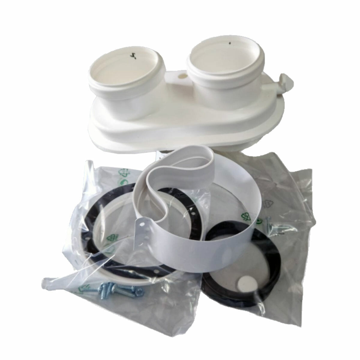 Kesseleinbausatz mit Universal-Split-Schornstein, Schlammabscheider, Polyphosphat-Dosierer und Neutralisationskartusche