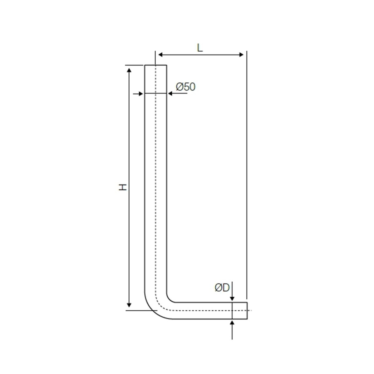 Medium-high position OIL discharge pipe H 1000 mm