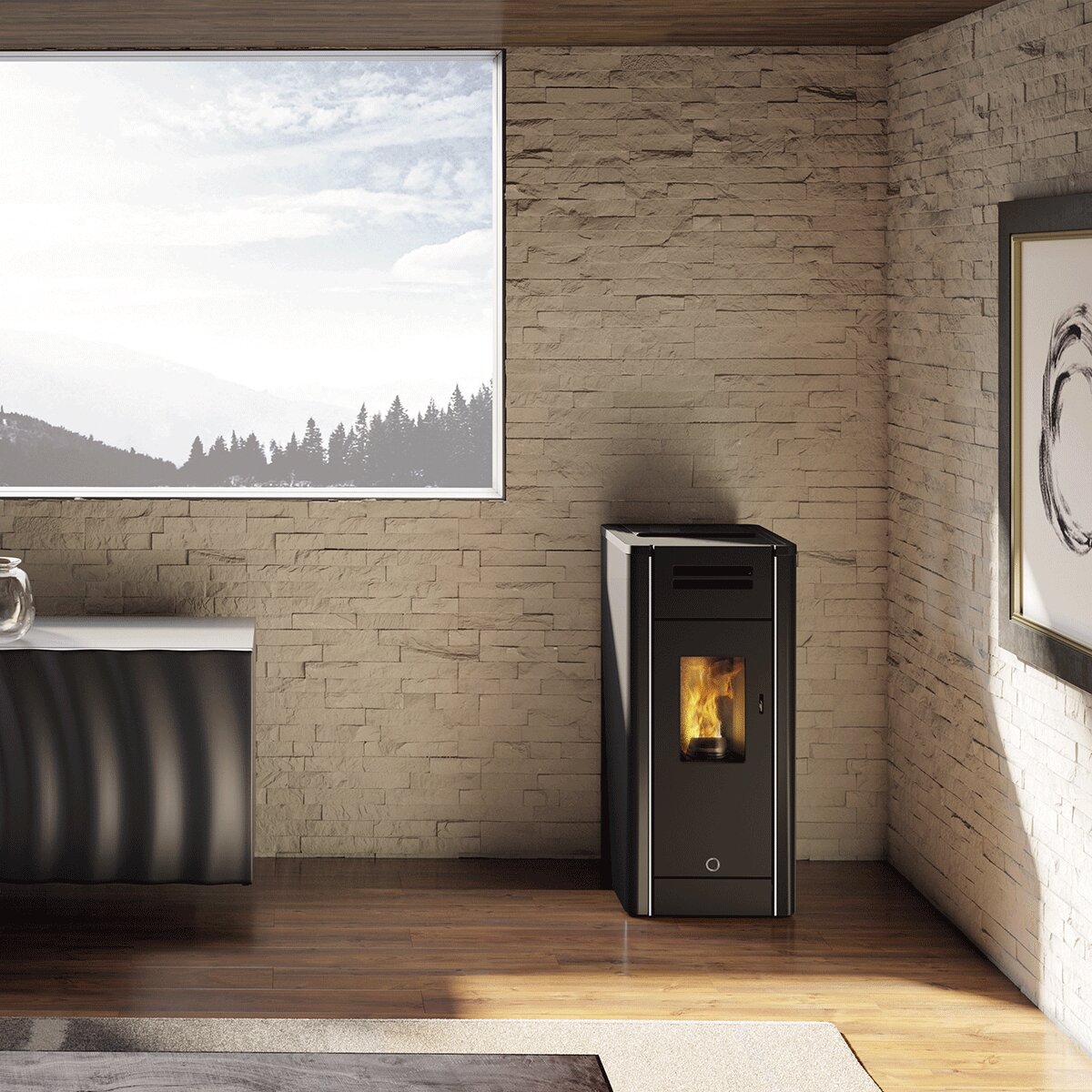 Poêle à pellets EK63 METRO110+ - Groupe Edilkamin - 10,5 kW air gainé étanche Noir