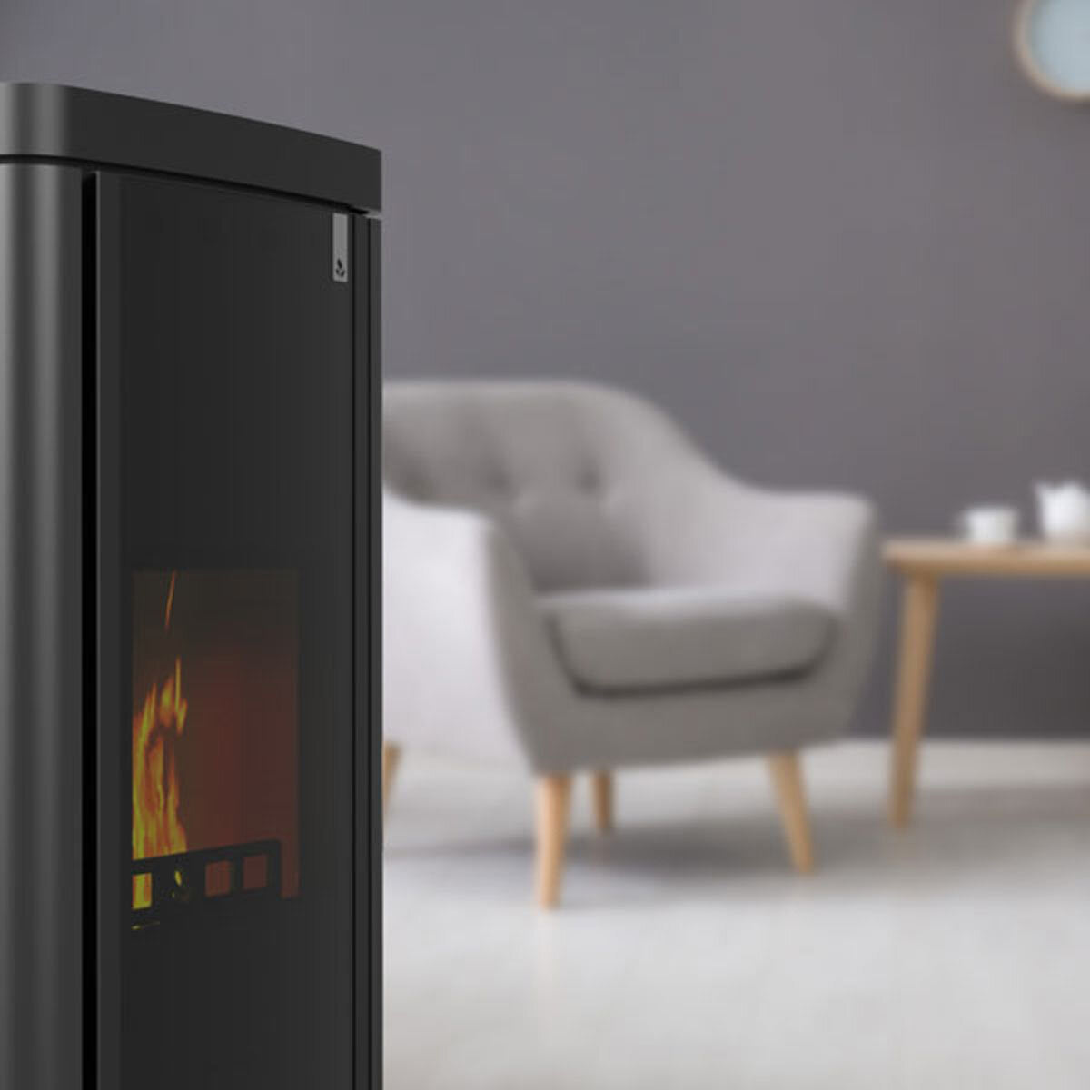 Poêle multi-combustibles Girolami Soft 22 noir, 22 kW, système hydronique + kit ECS