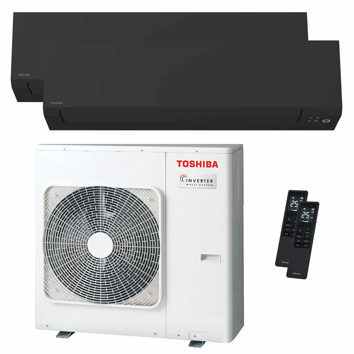 Toshiba SHORAI Edge Black Dual-Split-Klimaanlage 16000+16000 BTU Wechselrichter A++ WLAN-Außeneinheit 10 kW