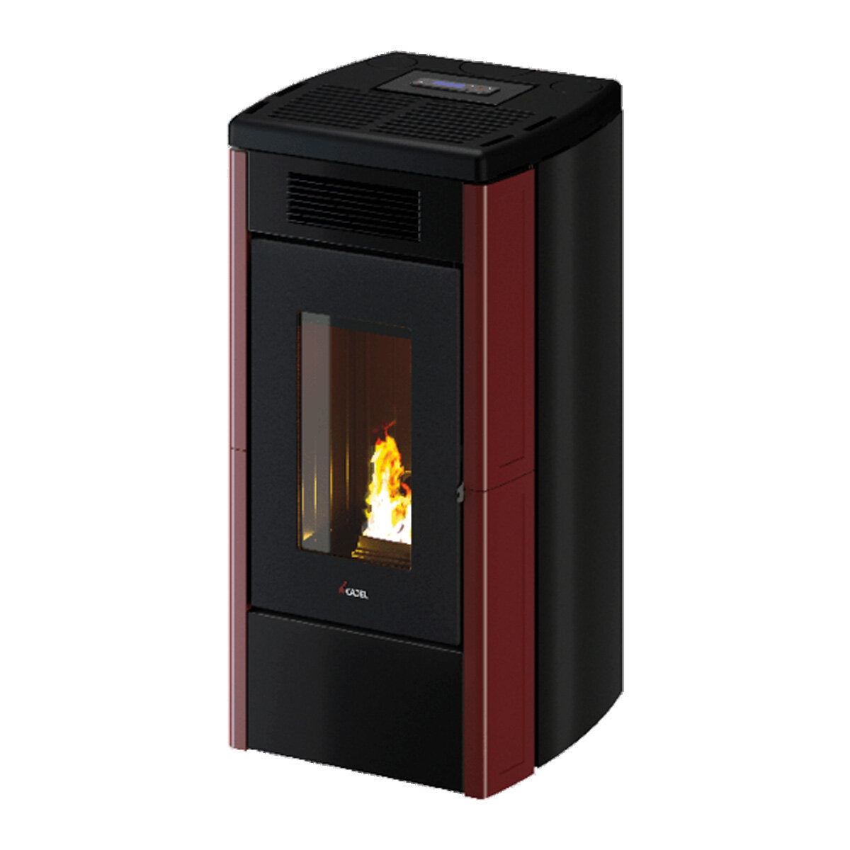 Cadel Atena Plus 14 pellet stove with ducted air, 14 kW - WiFi, RED MAIOLICA