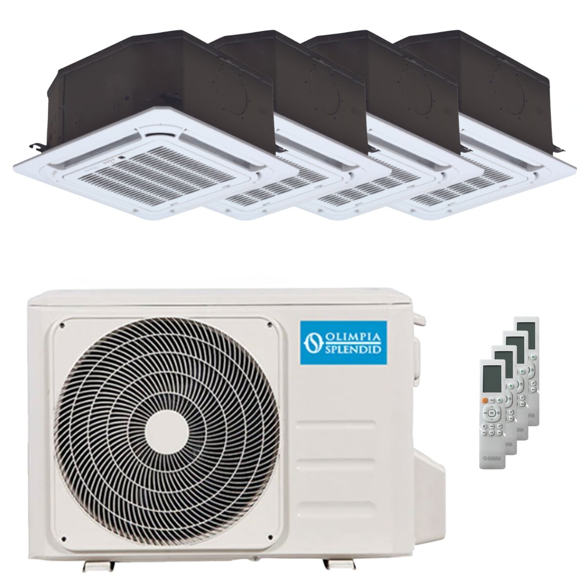 Olimpia Splendid Nexya S6 E Kassetten-Split-Klimaanlage (Quadri Split) 9000+9000+9000+12000 BTU Inverter A++ Außengerät 8,2 kW