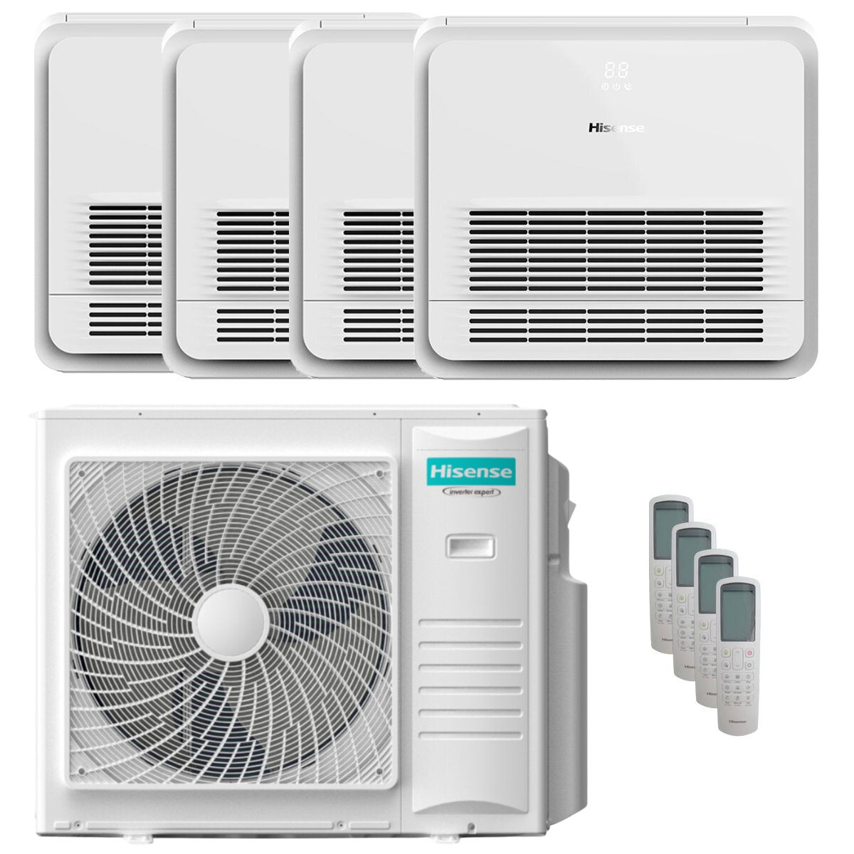 Hisense Console AKT Klimaanlage Quadri Split 9000+9000+9000+18000 BTU Inverter A++ Außeneinheit 10 kW