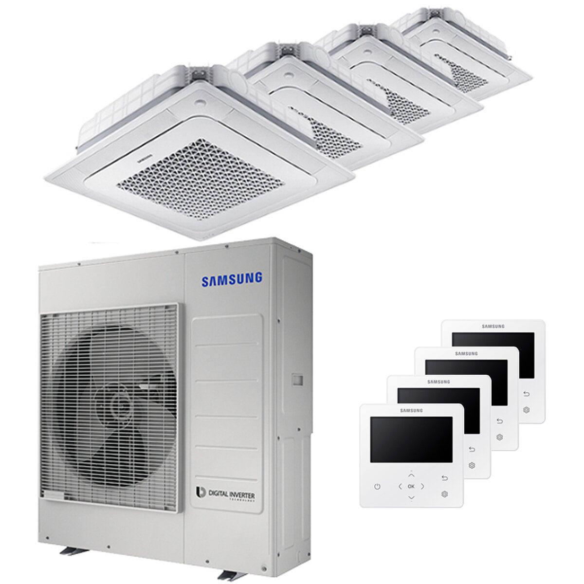 Samsung Climatiseur Windfree 4 voies split carré 12000 + 12000 + 12000 + 12000 BTU inverter A++ unité extérieure 10,0 kW
