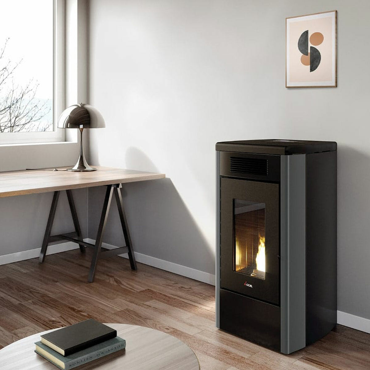 Poêle à granulés Cadel Atena Plus 14 avec air pulsé, 14 kW - WiFi, ANTHRACITE
