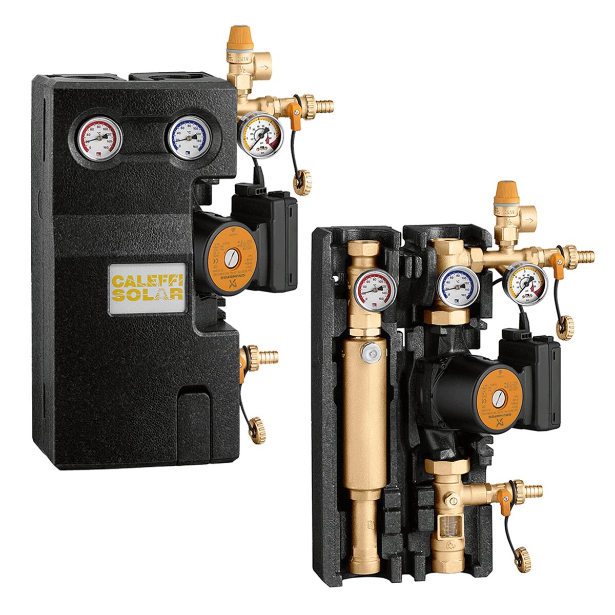 Caleffi 255HE Series circulation group with flow and return connection - 1" F connections - 5–40 l/m