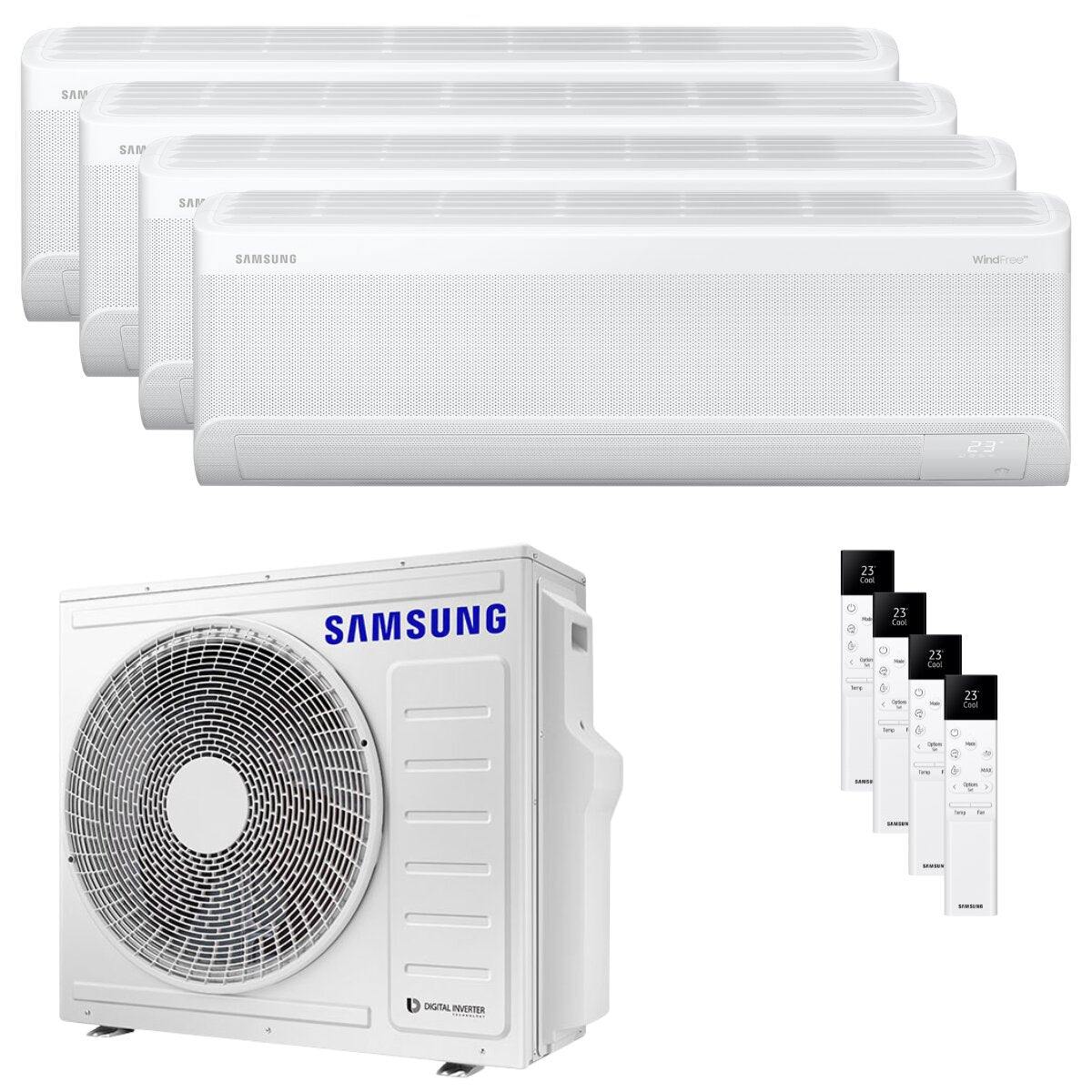 Samsung Windfree Elite S2 Quadri Split Air Conditioner 7000+7000+12000+12000 BTU Inverter A++ Wifi External Unit 8 kW