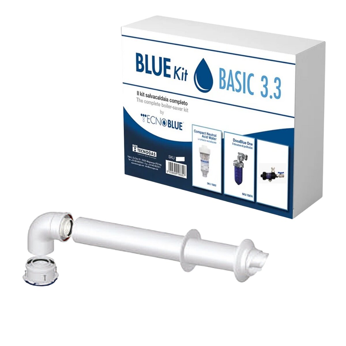 Immergas boiler installation kit with coaxial flue gas exhaust, dirt separator, polyphosphate dispenser and neutralizing cartridge