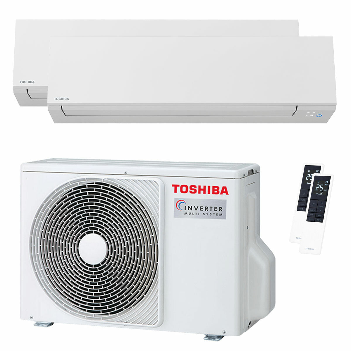 Toshiba SHORAI Edge White Dual-Split-Klimaanlage 7000+16000 BTU Inverter A++ WLAN-Außeneinheit 5,2 kW
