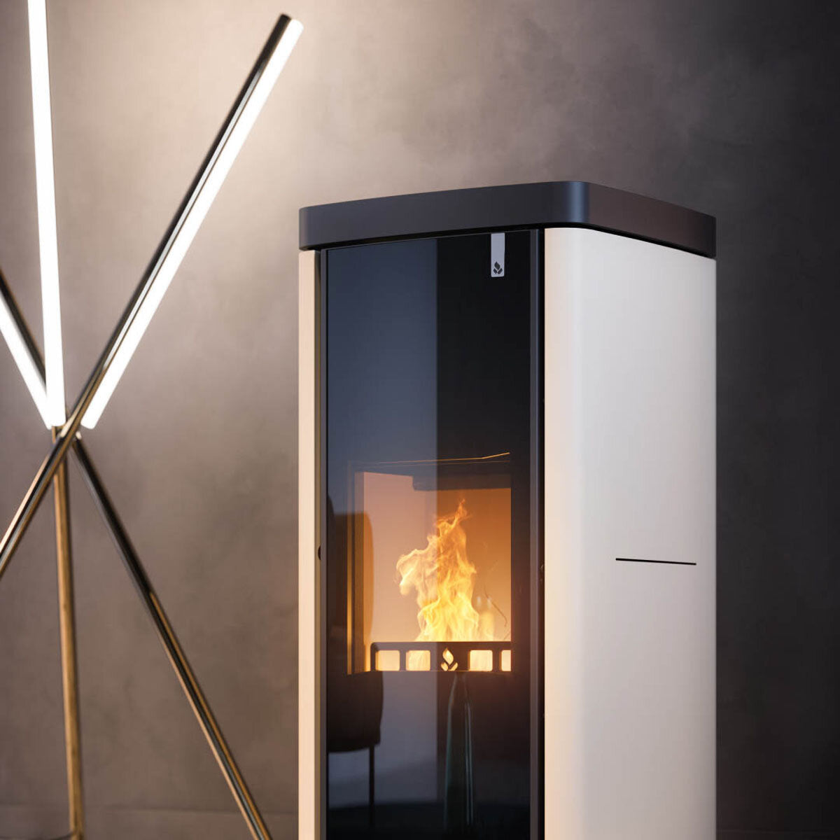 Girolami Soft 14 Elfenbein 15 kW Warmwasser-Mehrstoffofen mit Warmwasser-Set