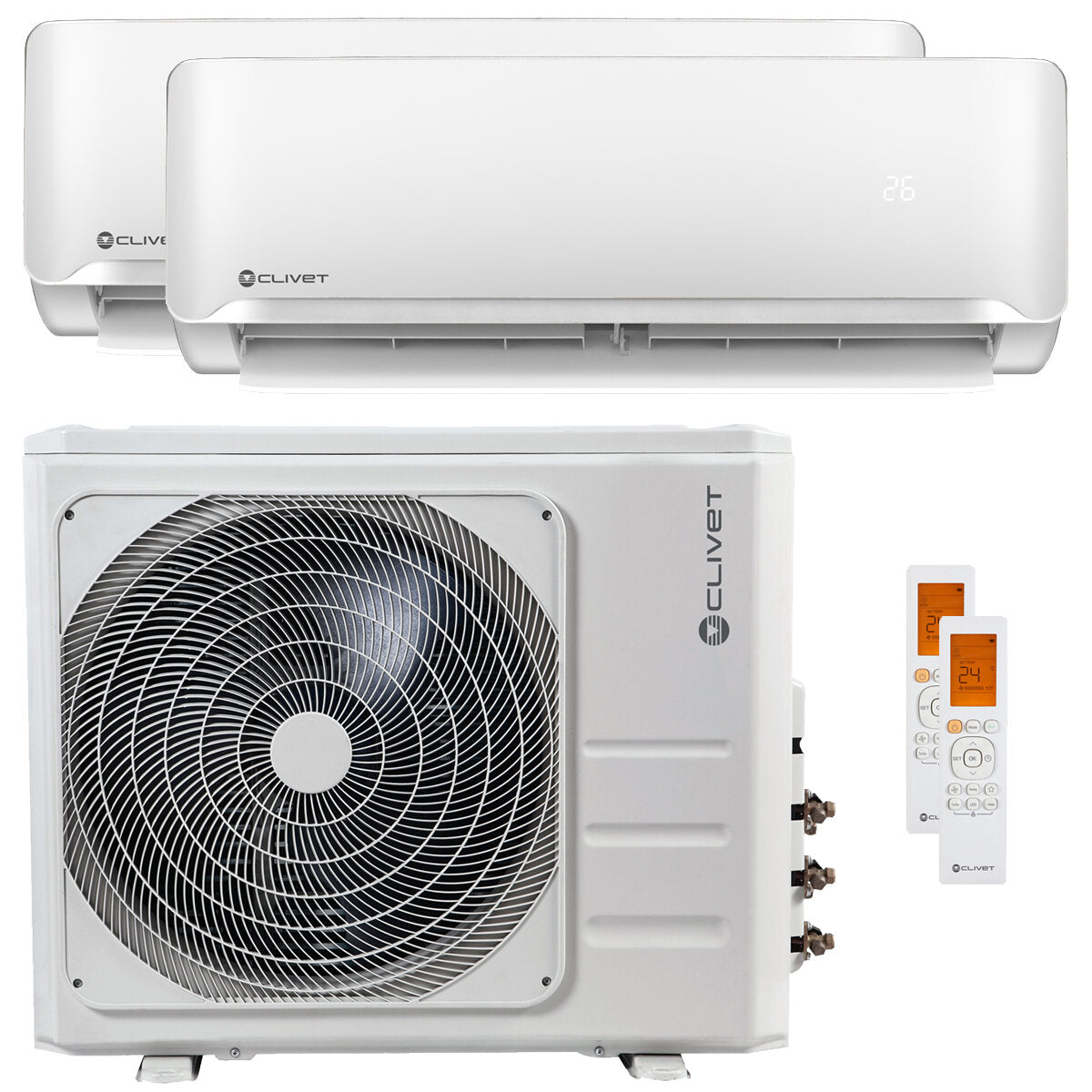 Clivet Essential 2 Dual-Split-Klimaanlage, 18.000 + 18.000 BTU, Inverter, A++ Außengerät 10,5 kW