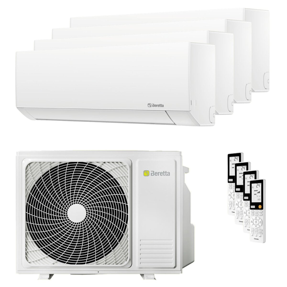 Beretta BREVA E quadri split air conditioner 9000+9000+9000+12000 BTU inverter A++ external unit 7.5 kW