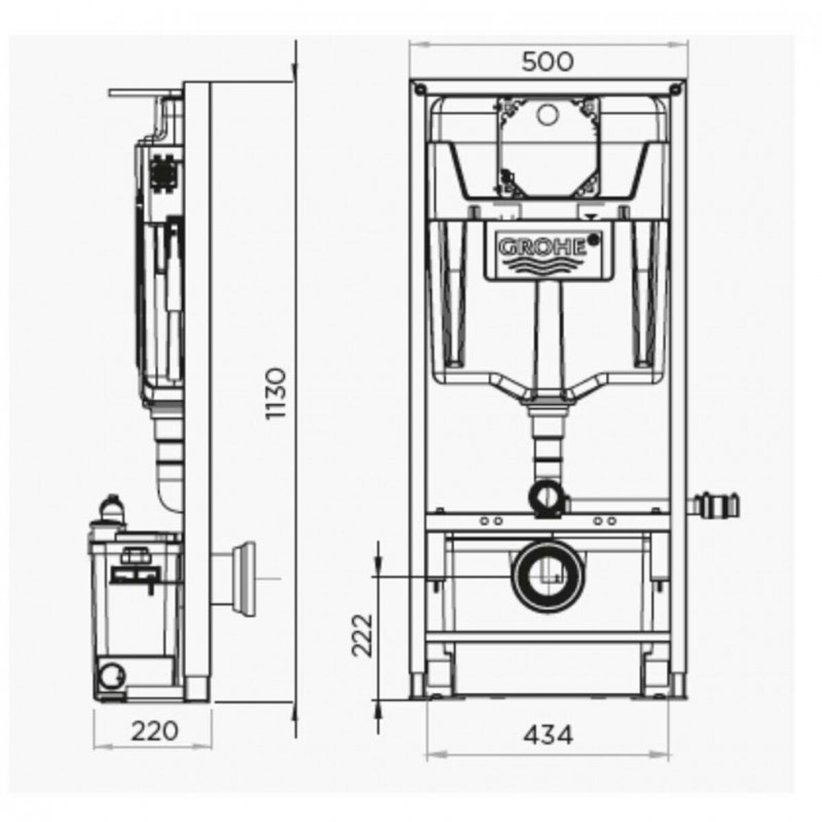 Broyeur WC carrelable SFA Saniwall Pro UP - avec cadre intégré pour WC suspendu et salle de bain complète