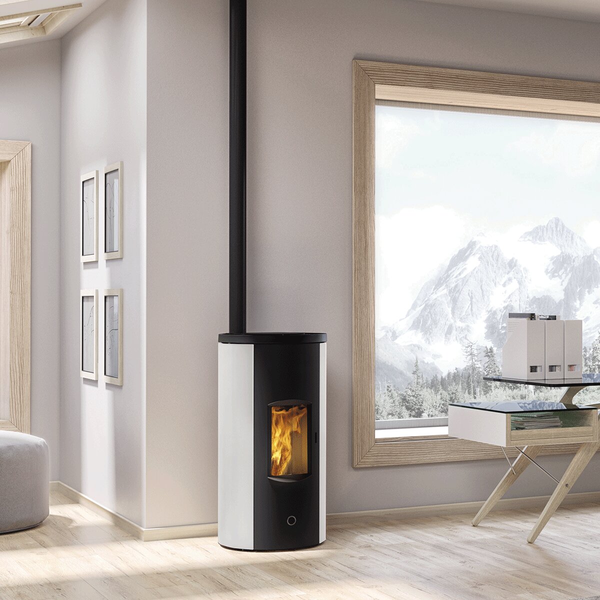 Pellet stove EK63 LIKE80 - Edilkamin group - 7.6 kW air-fired Pearl white