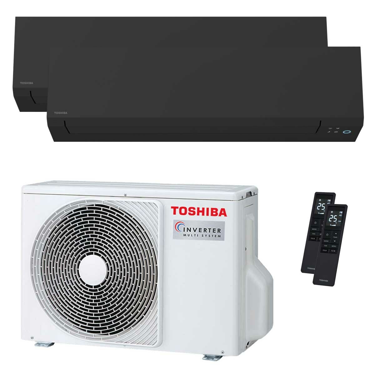 Toshiba SHORAI Edge Black Dual-Split-Klimaanlage 9000+9000 BTU Wechselrichter A++ WLAN-Außeneinheit 4 kW