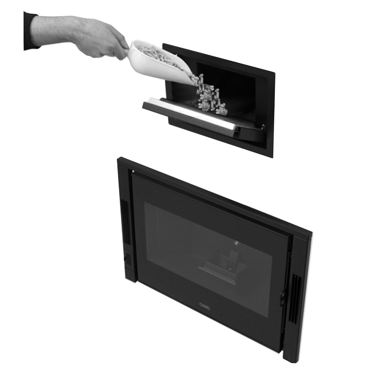 Pellet loading hatch for CADEL Zefiro 9 insert