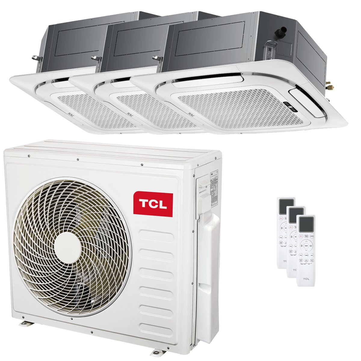 Climatiseur TCL Cassette 4 voies Série S Trial Split 12000+12000+18000 BTU Inverter A++ Wi-Fi Unité externe 9,4 kW