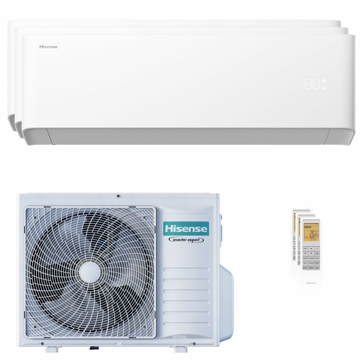 Climatiseur split Hisense Uni HB (unité extérieure) 12 000 + 12 000 + 12 000 BTU Inverter A++ Wi-Fi, 8 kW (test).