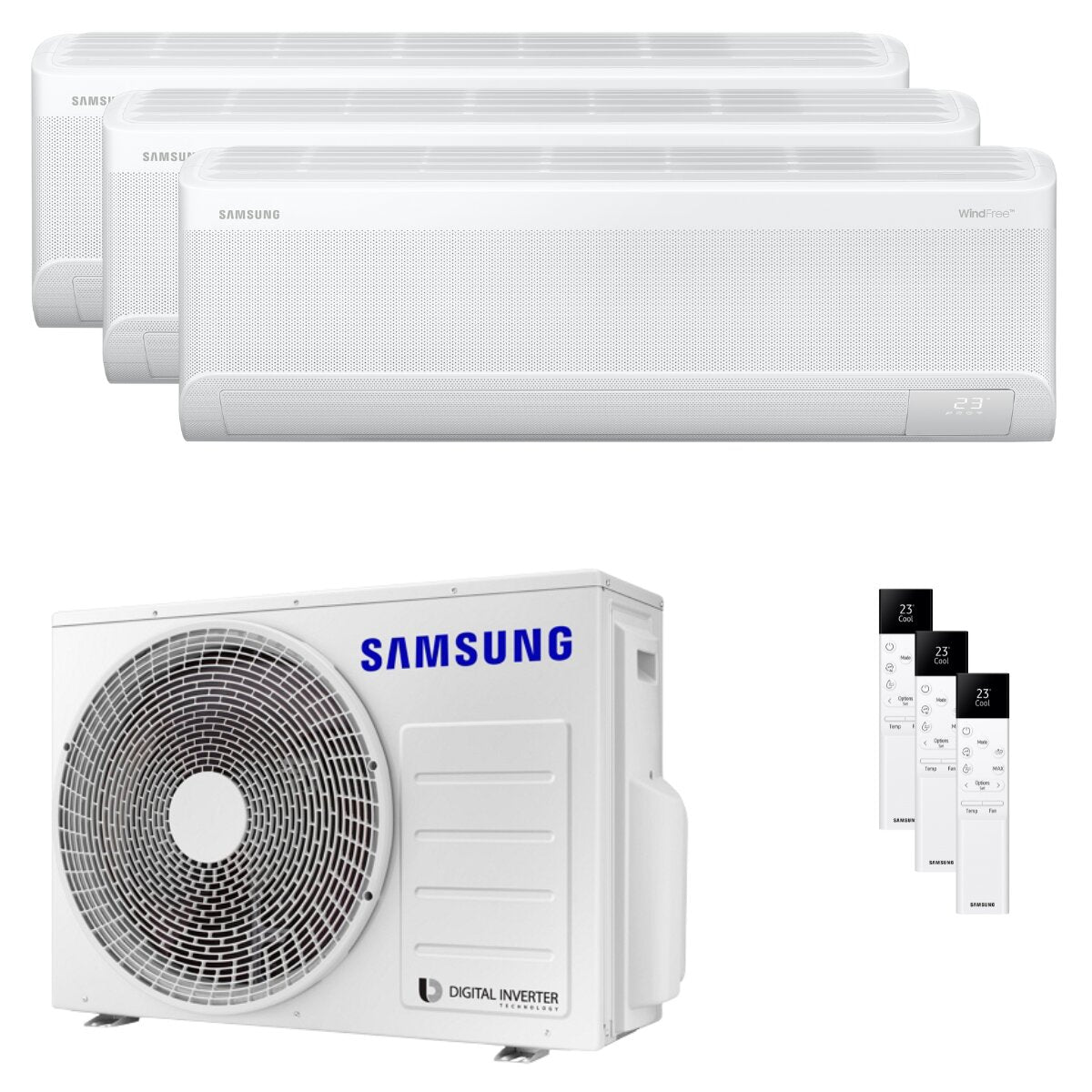 Samsung Windfree Avant S2 Trial-Split-Klimaanlage 7000+7000+12000 BTU Wechselrichter A++ WLAN-Außeneinheit 5,2 kW