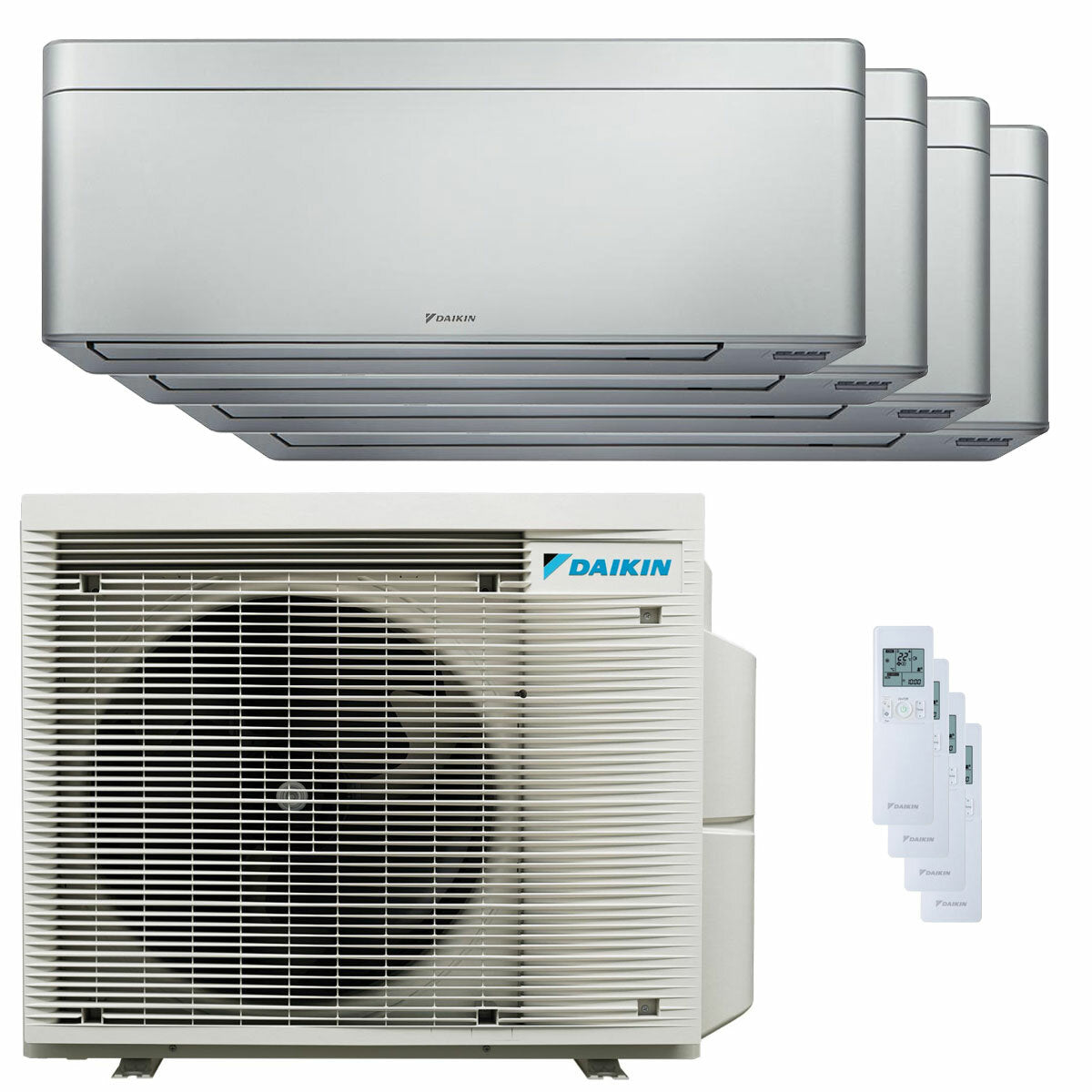 Daikin Stylish Silver Quadri-Split-Klimaanlage 7000+7000+9000+18000 BTU Inverter A++ WLAN-Außeneinheit 7,4 kW