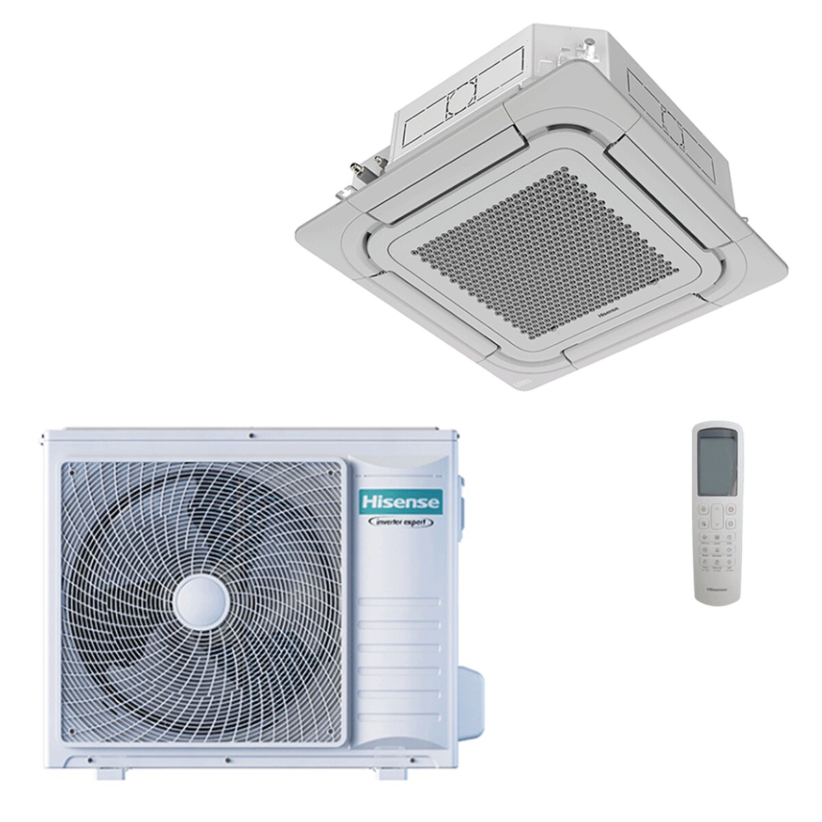 Climatiseur cassette Hisense 90x90 à flux circulaire 24 000 BTU R32 Turbo Inverter A++