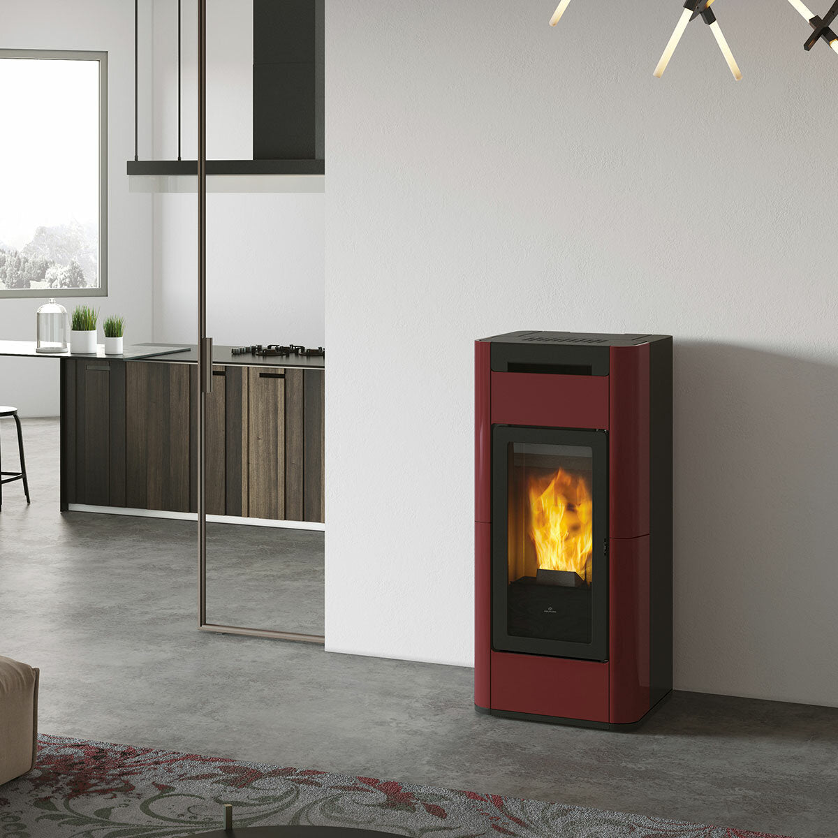 Edilkamin Tera H 30 Evo 30 kW Hydro WiFi Bordeaux pellet stove