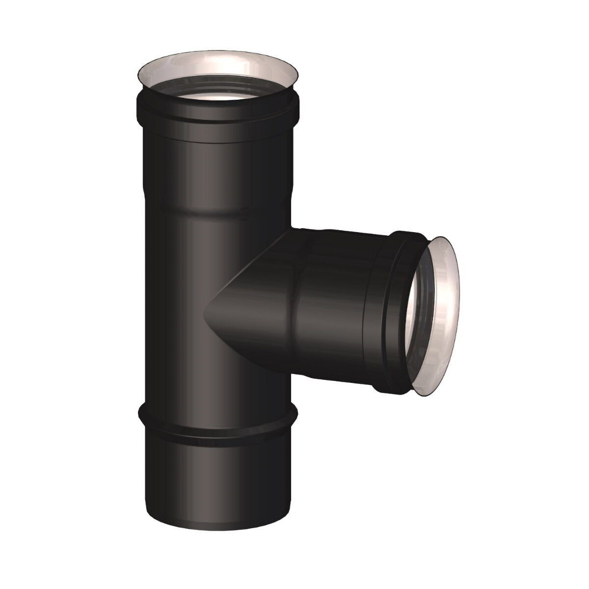 AT 90° F/F/M CONNECTOR STABLE NPS Ø 80 mm - FOR PELLET STOVE AND PELLET BOILER SMOKE EXHAUST - MATT BLACK STEEL