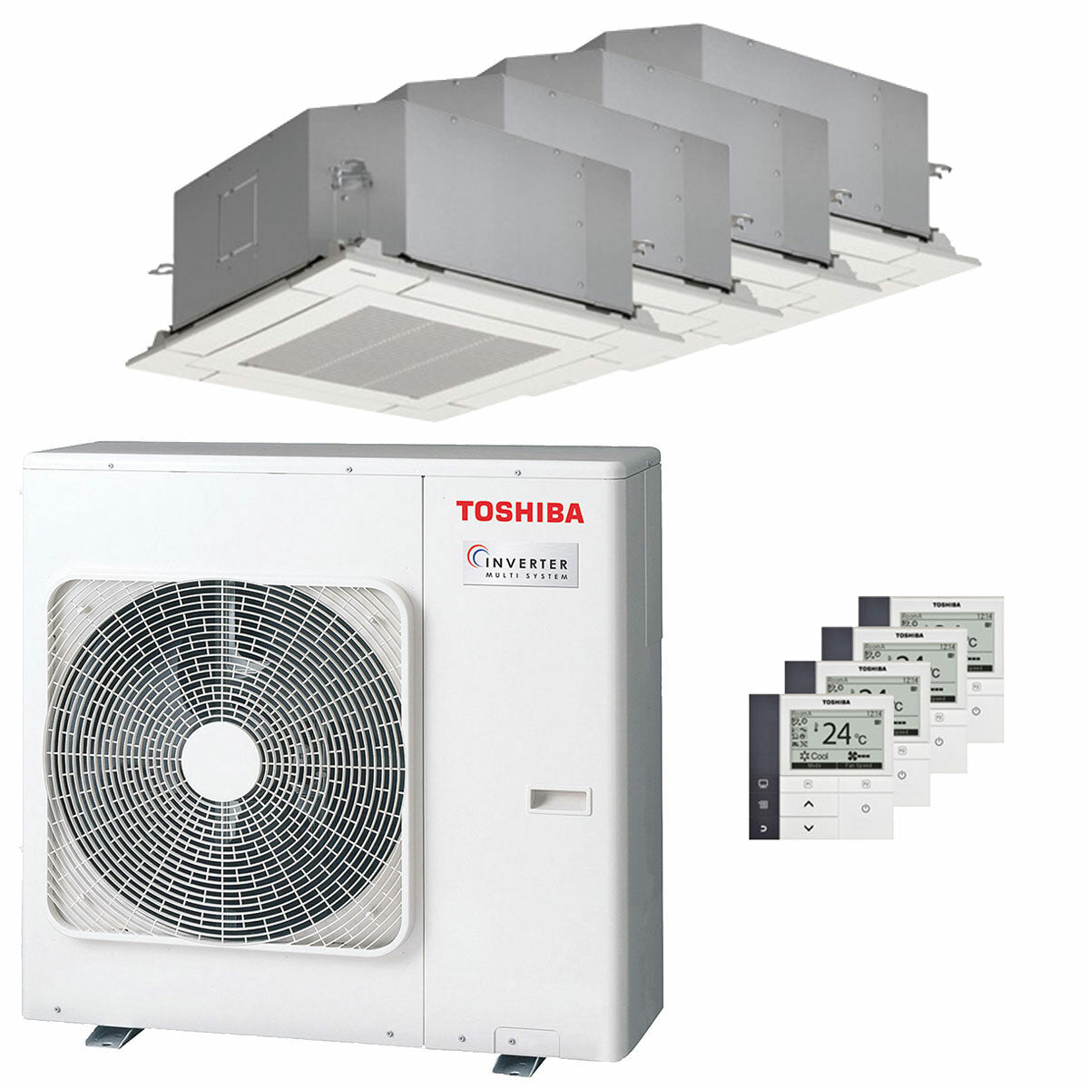 Toshiba Compact cassette U2 4-way quadri split air conditioner 9000+9000+9000+9000 BTU inverter A++ external unit 8 kW