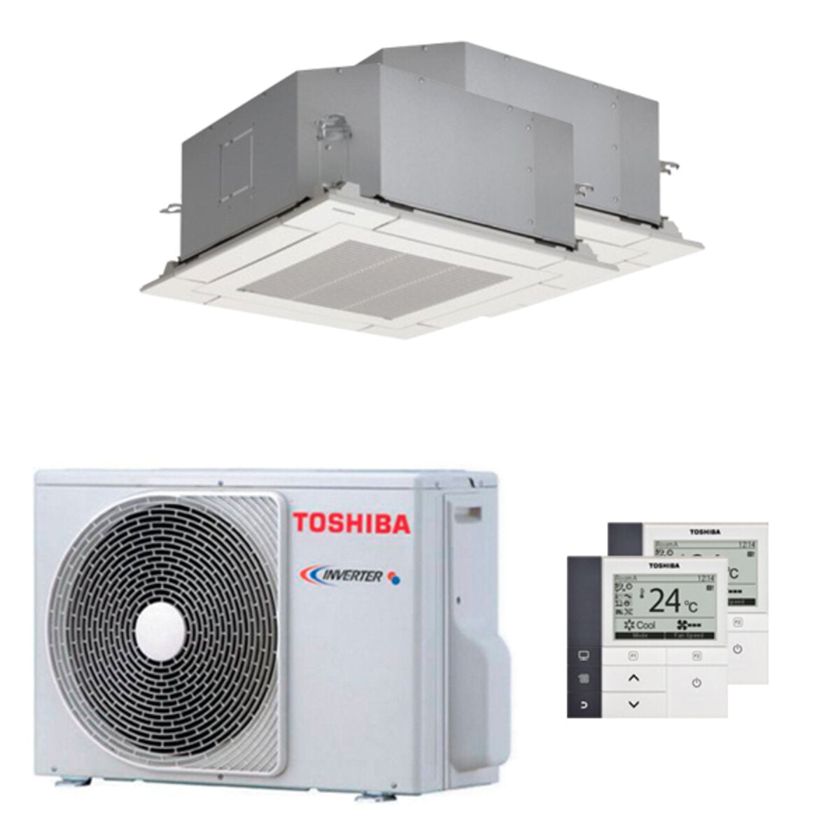 Toshiba U2 compact cassette 4-way dual split air conditioner 9000 + 9000 BTU inverter A ++ outdoor unit 4.0 kW
