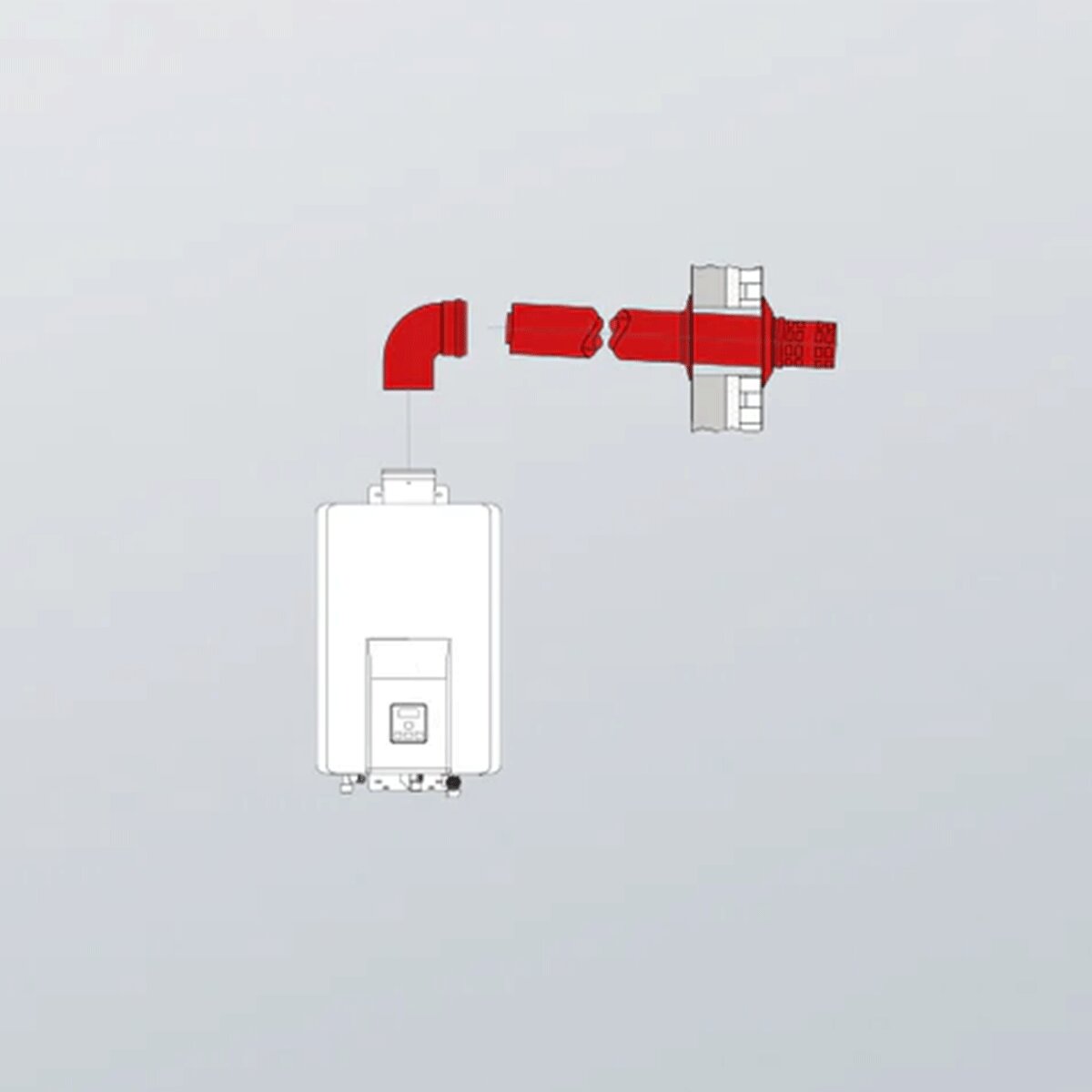 Wall flue pipe kit + 90° coaxial bend Ø= 60/100 mm for Rinnai water heaters