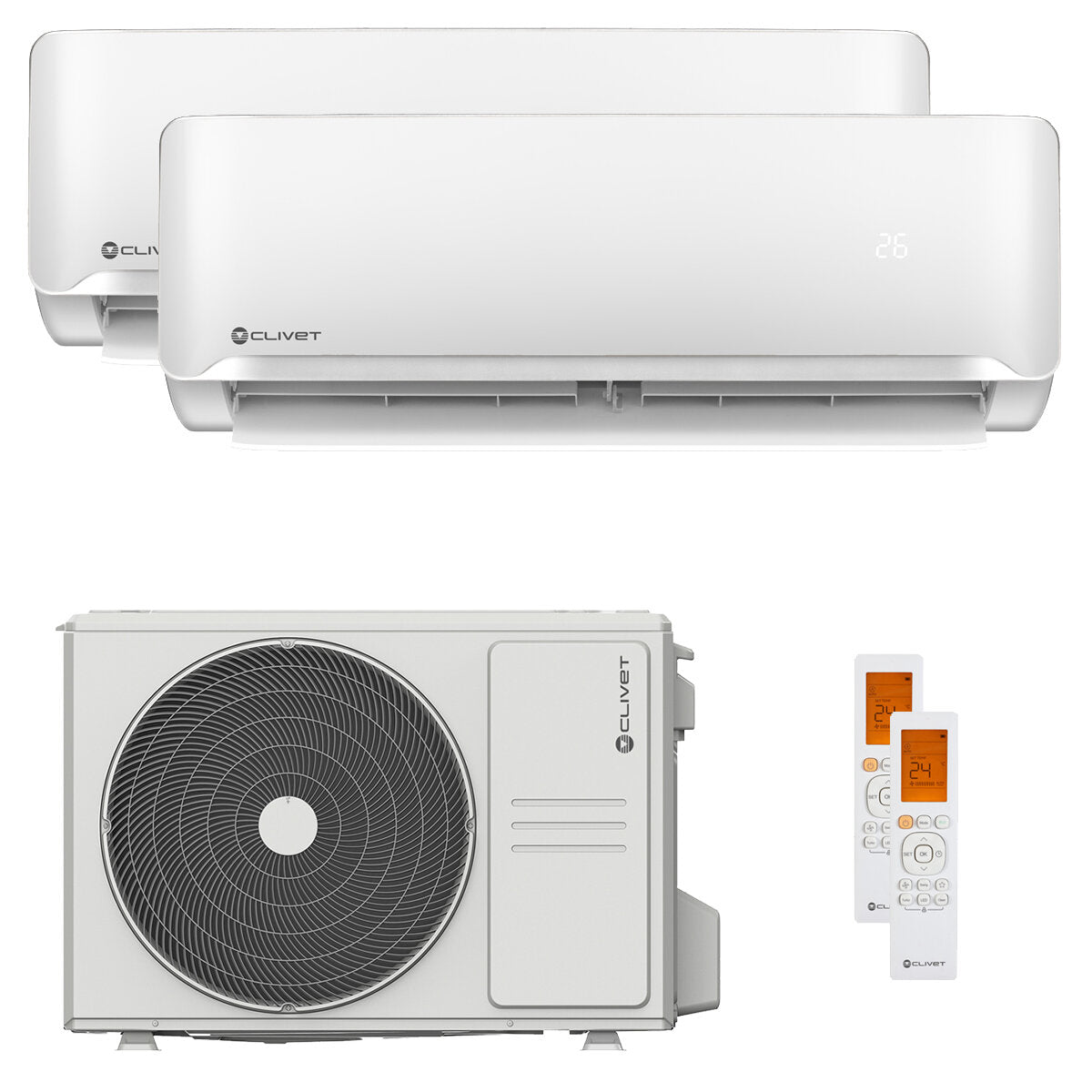 Clivet Essential 2 dual split air conditioner 12000+12000 BTU inverter A+ external unit 6.2 kW